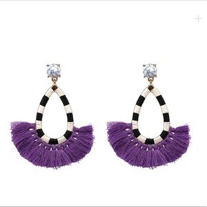 BNWT! Purple/black tassel earrings-marble stud!